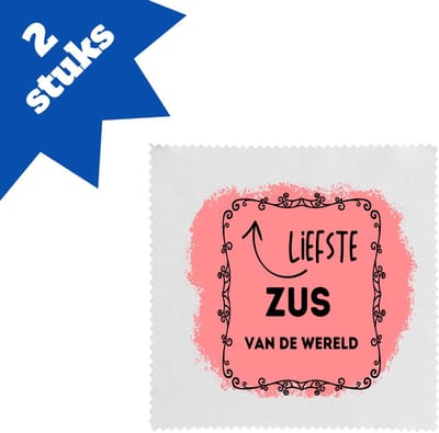 Akyol - liefste zus van de wereld brillendoekjes - Zus - de liefste zus - verjaardag - cadeautje voor zus - kado - geschenk - 17,8 bij 17,8 cm - 2 stuks