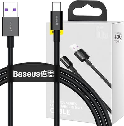 Baseus - Superior - kabel USB - USB Type C - 66 - W - (11 - V / 6 - A) - Huawei - SuperCharge - SCP - 1 - m - zwart - (CATYS-01)