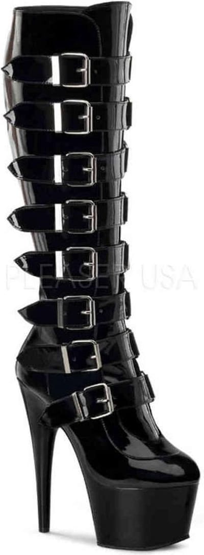 EU 36 = US 6 | ADORE-2043 | 7 Heel, 2 3/4 PF Knee Boot with Buckles, Side Zip
