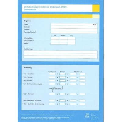 Communicatieve Intentie Onderzoek (Cio) - Scoreformulieren - S.J. van der Meulen