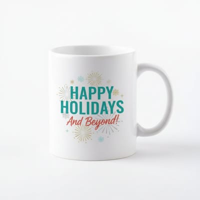 Happy Holidays and Beyond Kerstmok – Feestelijk Vuurwerk Design Keramische Koffiemok – 330 ml