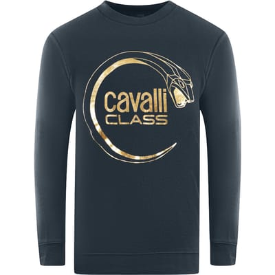 Cavalli Class Piercing Slang Logo Donkerblauwe Sweatshirt