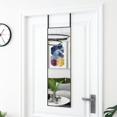 vidaXL - Deurspiegel - 30x100 - cm - glas - en - aluminium - zwart