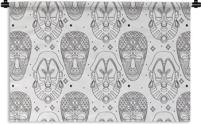 Wandkleed - Wanddoek - Patroon - Maskers - Zuid-Amerika - 90x60 cm - Wandtapijt