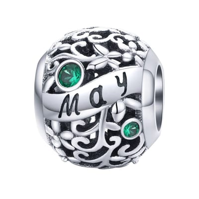 Geboortesteen maand Mei bedel | bedels voor armband | Helder groen zirkonia | bedels beads cadeau | Zilverana | geschikt voor alle bekende merken | 925 zilver | moederdag