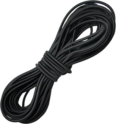 touw, 4 mm x 30 m, expandertouw, rubberen koord, uv-bescherming, bungee-koord, elastiek, zwart, elastiek, rond voor aanhangerzeil, zeil, tenten, zeilen, camping