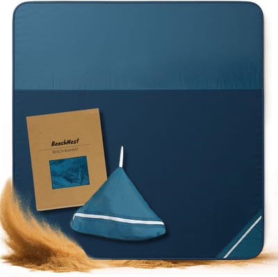 Famanu – XXL stranddeken - groot - 250 x 250 cm - zandvrije nylon deken - waterdicht - klein en gemakkelijk opvouwbaar