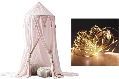 Domevormige Bedhangmat met Feestverlichting en Muggennet voor Kinderkamer
