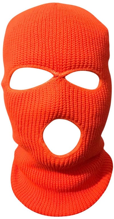1 warm wintermasker, masker met 3 gaten, gebreid ski-koud fietsmasker, multifunctioneel masker, motor- en fiets-skimuts,oranje