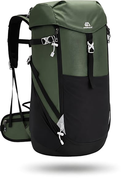 CarryQuest® 50L Hiking Backpack - Waterdichte Trekking Rugzak met Regenhoes, Rugventilatie & Verstelbare Schouderbanden - Groen