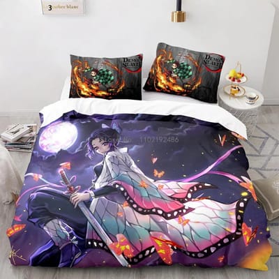 Populaire Demon Slayer Beddengoedset Anime Print Dekbedovertrek Kussenslopen Set Kinderkamer Decor Huishoudelijke Benodigdheden Groothandel EU Single 135x200cm