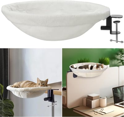 KZQ Kattenbed Voor Op Bureau Zacht Ronde Tafelhouder Kattenmand Met Huisdiermat Hangmat Accessoire Voor Binnenkatten