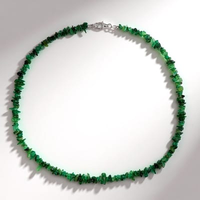 Cavill - Zilveren Halsketting - 925 Sterling Zilver Gerhodineerd - 84,904 ct Canadese Groene Jade Fancy Kralen - Elegante 45 cm Ketting
