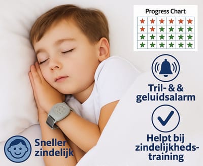 Nifkos Plaswekker Kind – Bedplas Alarm met Sensor & Geluid/Trilling – Tegen Bedplassen – Zindelijkheidstraining Nacht – Voor Jongens en Meisjes