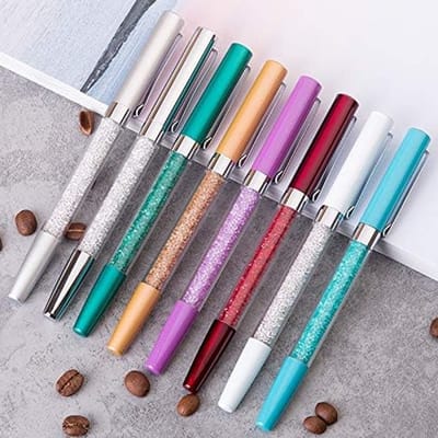 Elegante balpen met kristallen, slank ontwerp, metalen afwerking, zwarte inkt, perfect voor dagelijks gebruik en cadeau's