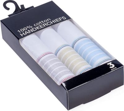 Zakdoeken wit streept 3-pack