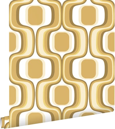 ESTAhome behang retro ornamenten okergeel en bruin - 50 x 900 cm - 131584