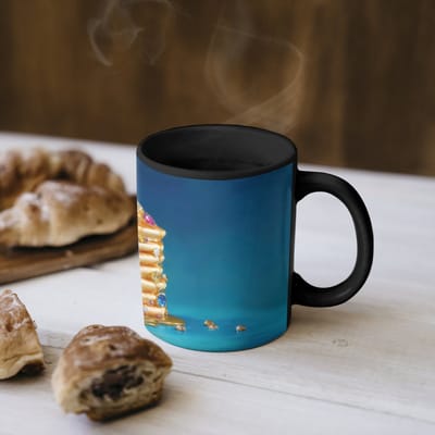 Magische Mok - Foto op Warmte Mokken - Koffiemok - Pannenkoeken - Steentjes - Glitter - Slagroom - Magic Mok - Beker - 350 ML - Theemok