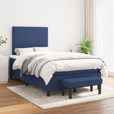 vidaXL - Boxspring - met - matras - stof - blauw - 120x200 - cm