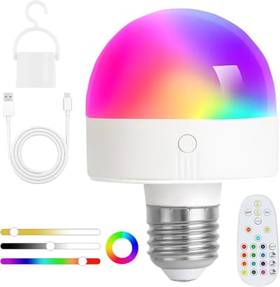 E26 schroeflamp (magnetisch afneembaar), dimbaar en timerfunctie, noodlamp geschikt voor niet-gemonteerde wandlampen, glad oppervlak - RGB sfeerverlichting voor 's nachts