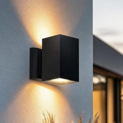 Luminize solar tuinverlichting op zonne-energie - solar buitenlamp met dag- en nachtsensor - wandlamp buiten - up en down - 12,5x9x15 cm - IP54 - zwart