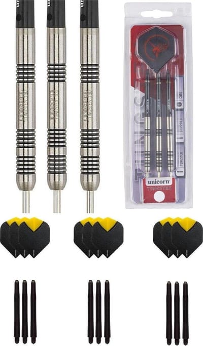 Unicorn Core Tungsten 25 gram dartpijlen met extra 9 extra - dartshaft - en 9 extra - dartflights