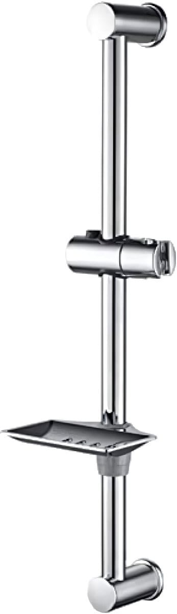 Famanu - Douchestangset, Universele Douchestang met Zeepbakje, 600 mm, Roestvrij Staal, Chroom, Zilver