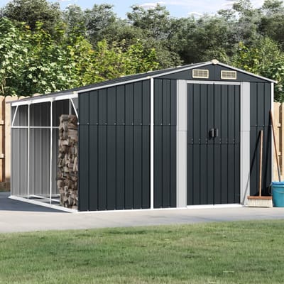 vidaXL - Tuinschuur - 277x279x179 - cm - gegalvaniseerd - staal - antracietkleurig
