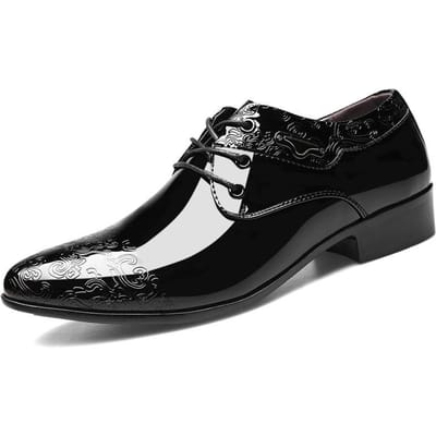 Lakleer Heren Schoenen Heren Veterschoenen Bruiloftsschoenen Kantoorpak Heren Casual Schoenen Luxe Italiaans Plus Size 42 zwart
