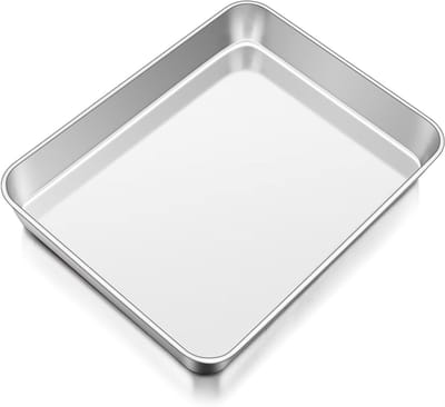 Rechthoekige bakplaat van roestvrij staal, 31.5 x 25 x 5 cm, ideaal voor lasagne, taarten en ovenschotels, vaatwasserbestendig en eenvoudig schoon te maken