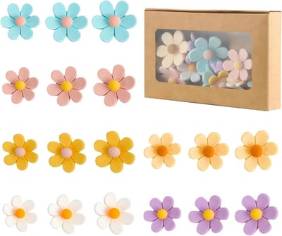 16 Stuks 3D Bloemen Magneten voor Koelkast, Kantoor en Keuken, Decoratie in Elegante Kleuren en Sterke Hechting