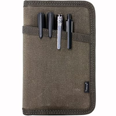 Tintris Journal Cover voor Field Notes Notebooks Moleskine Cahier 3,5 x 5,5 met rits penhouder, Waterbestendig Pocket Notebook Cover voor Journal Notebook planner, Classy Waxed Canvas, Olijf