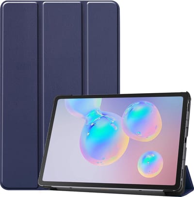 Hoes - Geschikt voor Samsung Galaxy Tab S6 Lite - Dun & Stevig - Trifold Bookcase - Hard Cover - Hardcover Book Case - Tablet Hoesje - Donkerblauw
