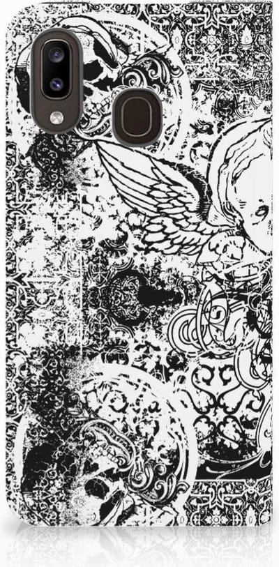 Mobiel BookCase Samsung Galaxy A30 Skulls Angel