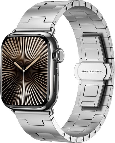 Titanium bandje - geschikt voor Apple Watch 1/2/3/4/5/6/7/8/9/10/11/ SE (1,2,3) met maat 38 mm / 40 mm / 41 mm en 42 mm (Watch 10/11) - zilver