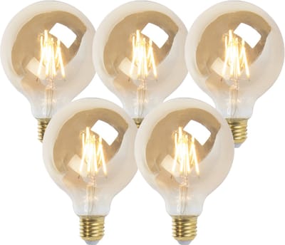LUEDD Set van 5 E27 dimbare LED lampen G95 goud 5W 380 lm 2200K