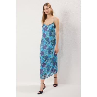 Dames maxi-jurk met bloemenprint, geschikt voor overdag en 's avonds.