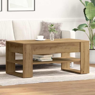 vidaXL - Salontafel - Artisan - Eiken - 102 - x - 55 - x - 45 - cm - Bewerkt - hout