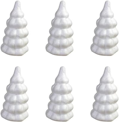 Set van 6 Styrofoam Figuren voor Kerstdecoratie, DIY Knutselen, Polystyreen Conen en Ballen voor Tafeldecoratie en Creatieve Projecten