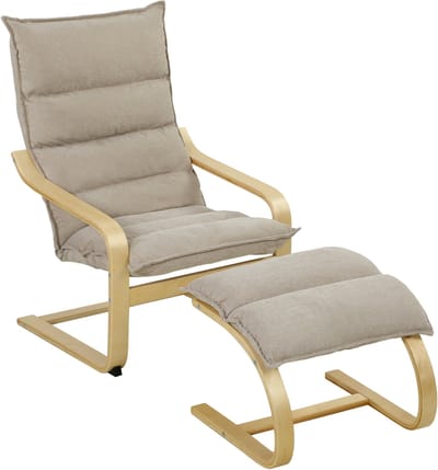 Fauteuil Met Verstelbare Voetensteun - Comfortabele Leesstoel - Mid-Century Stijl - Hoog Gevoerde Rugleuning - 67x76x102cm - Eenvoudig Te Monteren - Ideaal Voor TV-Kijken