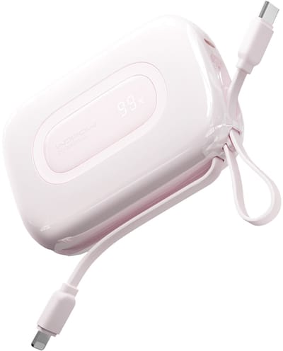 Wopow Powerbank met ingebouwde USB-C & Lightning Kabels, SQ73, 20.000mah, 22.5W, Roze, 6933185740000