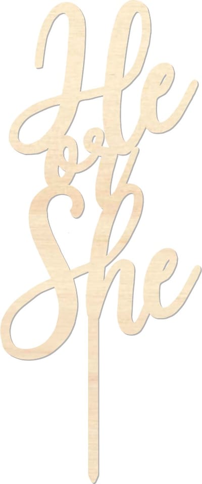 Houten caketopper / taarttopper - He or She - Taart / Cake topper op bestelling gemaakt