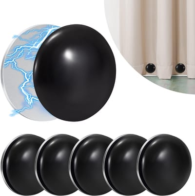 Dailygoods- Magnetische Gewichten 6 Stuks - Magneten voor Gordijnen - Antislip voor Ramen - Voor Douchegordijnen - Zwart - Rond - Douchegordijngewichten
