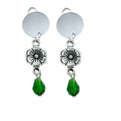 Clip oorbellen- Tibetaanse -groen -zilverkleur-geen gaatje- Charme Bijoux