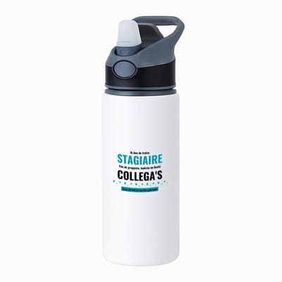 Hacebo® - ik ben de trotste stagiaire van de grappigste, leukste en beste collega's, en ja dit heb ik van hun gekregen waterfles met rietje zwart - de trotste stagiaire - collega's - werknemers - verjaardagscadeau - water fles - 650ML