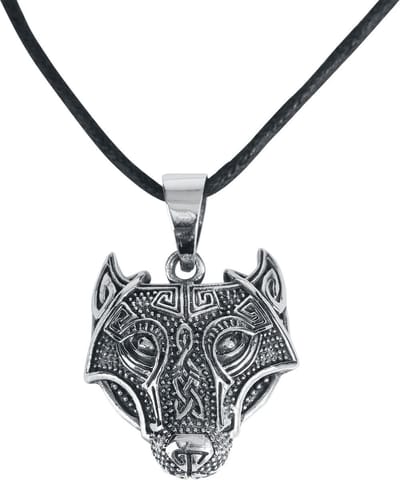 etNox Keltische wolf Halsketting zwart-zilverkleurig