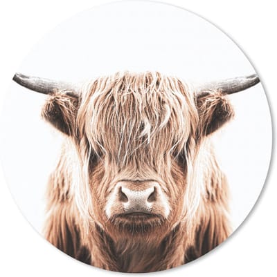 Muismat rond 20x20 cm - Mousepad Dieren - Schotse Hooglander - Koe - Ronde muismatten