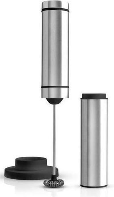 AdHoc Rapido Elektrische Melkopschuimer – RVS/Grijs – Roestvrijstalen Design – Batterijgevoed – Sterke Motor – 12.000 rpm