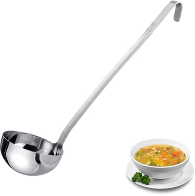 Westmark Pro soeplepel – Kleine roestvrijstalen soeplepel voor de professionele keuken – Soeplepel voor sauzen, dressings enz. – Zilver, Ø 11 cm, 350 ml