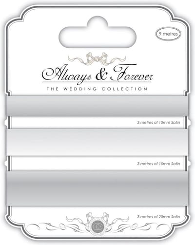 Always & Forever Elegant Satin Ribbon - Silver